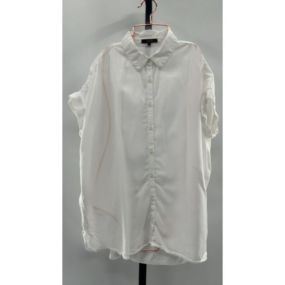 Women's White Button-Front Collared Shirt